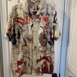 Men's Festive Animal Print Christmas Holiday Shirt 2XL